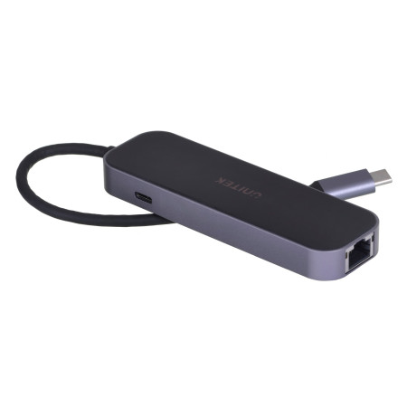 UNITEK USB-C 3.1 Koncentratorius su RJ-45, 3xUSB-A, HDMI, 4K, PD100W