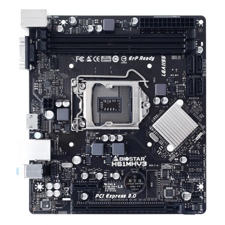 Biostar H61MHV3 pagrindinė plokštė Intel H61 LGA 1155 micro ATX