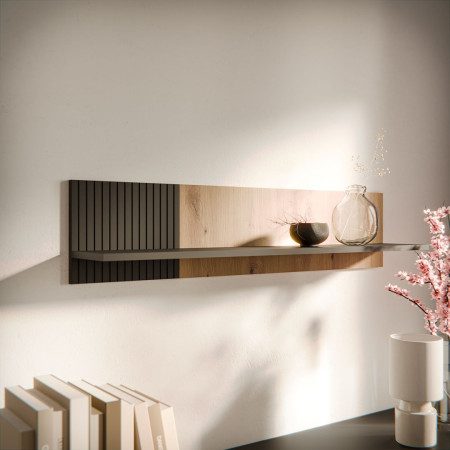 Cama MERCI lentyna 110x20x25 juoda/ąžuolinė