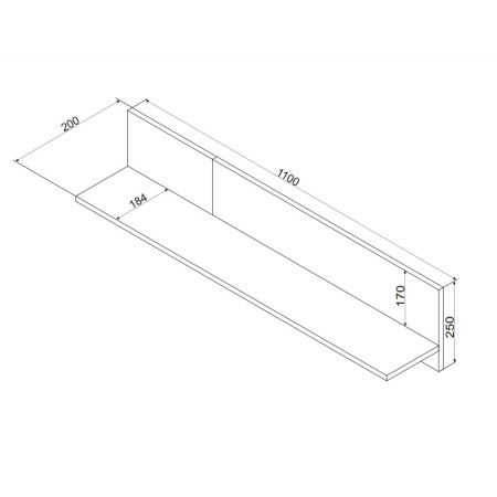 Cama MERCI lentyna 110x20x25 juoda/ąžuolinė