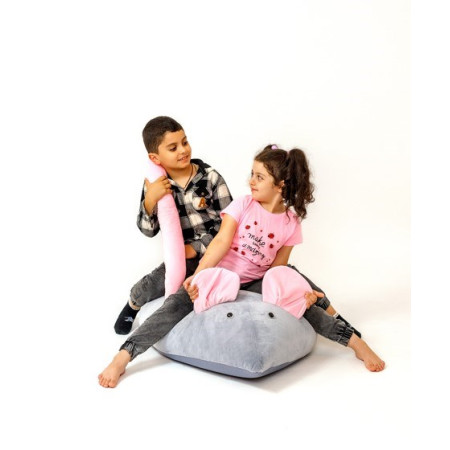 Sako krepšys Pouffe Mouse pilkai rožinės spalvos L 110 x 80 cm