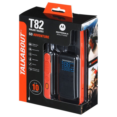 Motorola T82 Twin Pack Walkie Talkie Juoda, Oranžinė