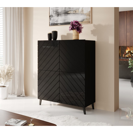 ABETO lentynos 100,5 x 40 x 121,5 cm juodos / blizgios juodos