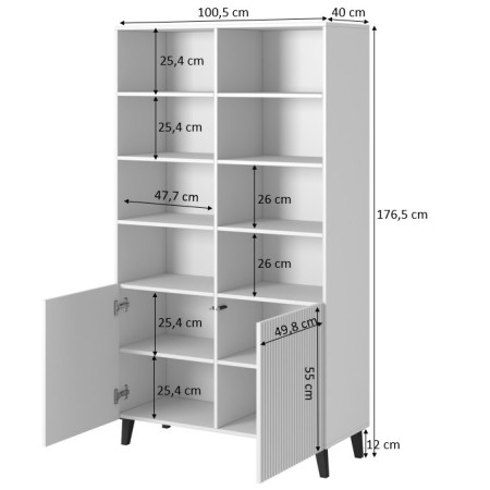 PAFOS lentynos 100 x 40 x 176,5 cm baltos matinės