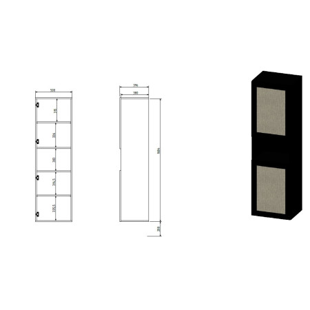 JUTA 50x39,5x190 juoda + linol calabria Spinta