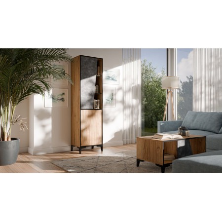 Cama 2D knygų spinta OVO 50x38xH182,5 ąžuolas/betonas