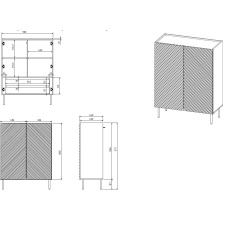 Knygų spinta 2D2SZ ONDA 98x45xH127 žalia