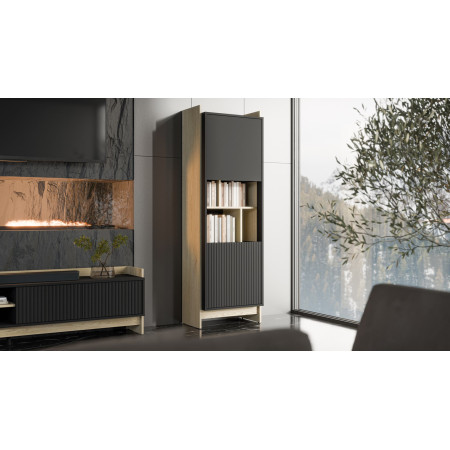 Cama PORTO 59x38x180 vitrina ąžuolas/juoda