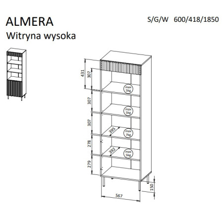 Cama ALMERA svetainės sekcija Spinta daiktams laikyti