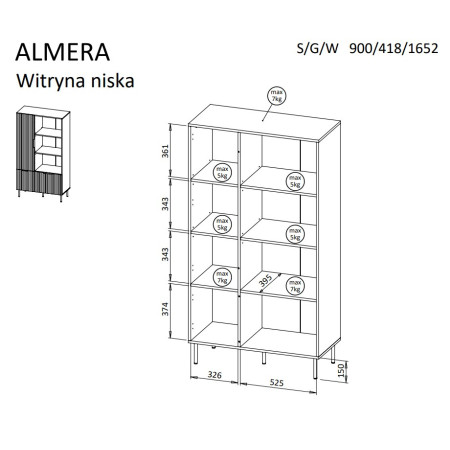 Cama ALMERA svetainės sekcija - spinta daiktams laikyti