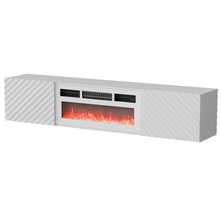 Cama RTV spintelė LARA 183x35x37 balta matinė + balta židinio dalis