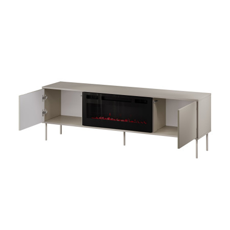 Cama RTV spintelė EF + židinys juoda TRESSE 180x40x54,5 kašmyras matinis