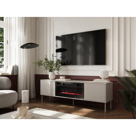 Cama RTV spintelė EF + židinys juoda TRESSE 180x40x54,5 kašmyras matinis