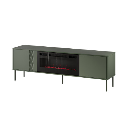 Cama RTV spintelė EF + židinys juoda TRESSE 180x40x54,5 matinė žalia