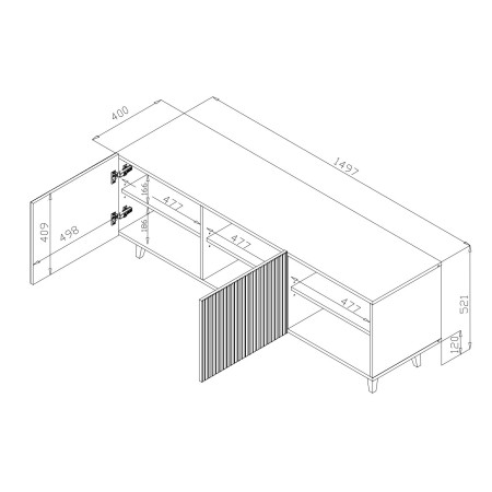 Cama RTV spinta PAFOS 150x42x52 juoda matinė