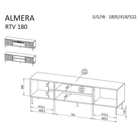 Cama ALMERA TV stovas su spinta