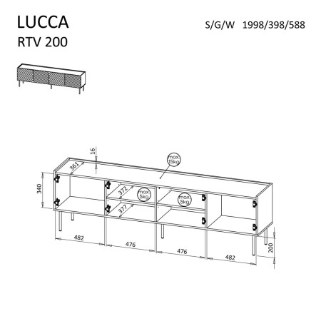 Cama LUCCA 490380 TV stovas su dviem spintomis