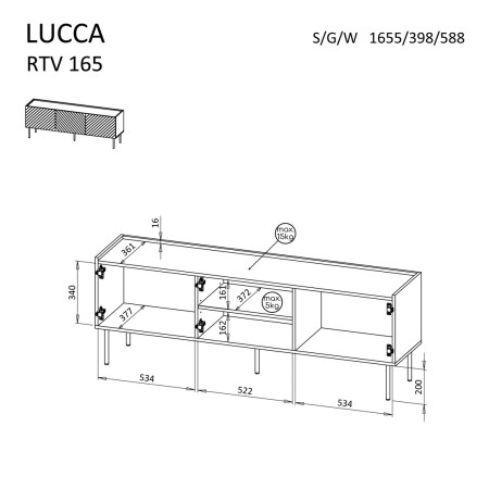 Cama LUCCA 490372 TV stovas garso ir vaizdo aparatūrai