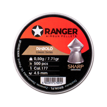 4,5 mm RANGER Diabolo Professional Sharp Grooved Point 500 granulių