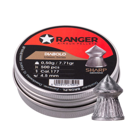 4,5 mm RANGER Diabolo Professional Sharp Grooved Point 500 granulių
