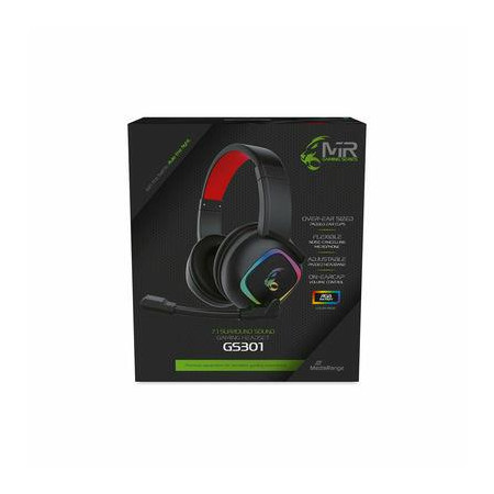 Žaidimų ausinės GS301 juodos/raudonos