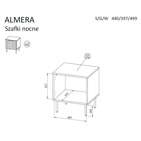 Cama ALMERA naktinis staliukas Kašmyro spalva, Riešutmedžio