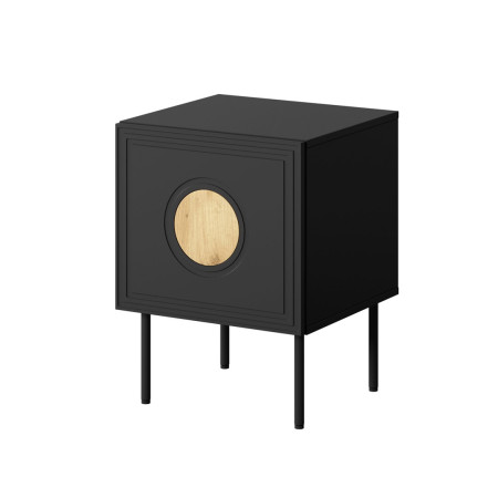 Naktinis staliukas 2 vnt. PALAZZO juodos spalvos + ąžuolinis staliukas