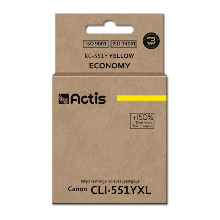 Actis KC-551Y rašalas (Canon CLI-551Y pakaitalas; 12 ml; geltonas)