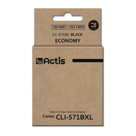 Actis KC-571Bk rašalas (Canon CLI-571BK pakaitalas; 12 ml; juodas)