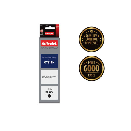 Activejet AH-GT51Bk rašalas (pakaitinis HP GT51BK M0H57AE; 90 ml; juodas)