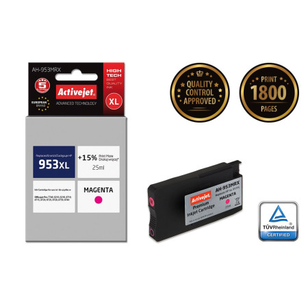Activejet AH-953MRX rašalas (pakaitinis HP 953XL F6U17AE; raudonas; 25 ml)