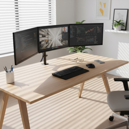 Maclean 3 monitorių laikiklis, dujinė spyruoklė, 17–27 coliai