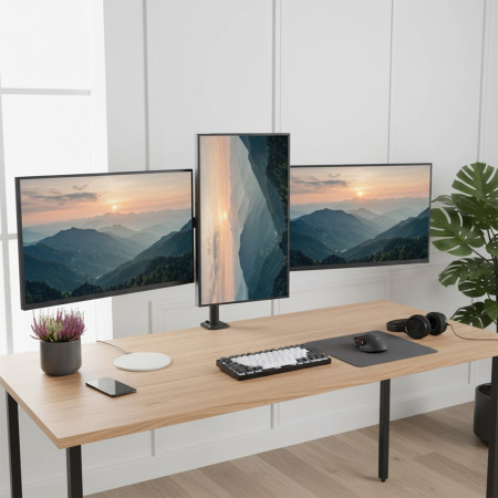 Maclean 3 monitorių laikiklis, dujinė spyruoklė, 17–27 coliai