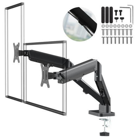 Maclean dvigubas monitoriaus laikiklis, dujinė spyruoklė, 17–32 coliai