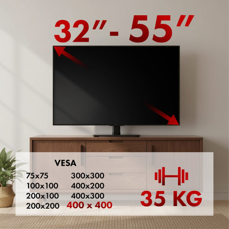 Maclean universalus TV stovas, skirtas TV spintelei, maks. 35 kg