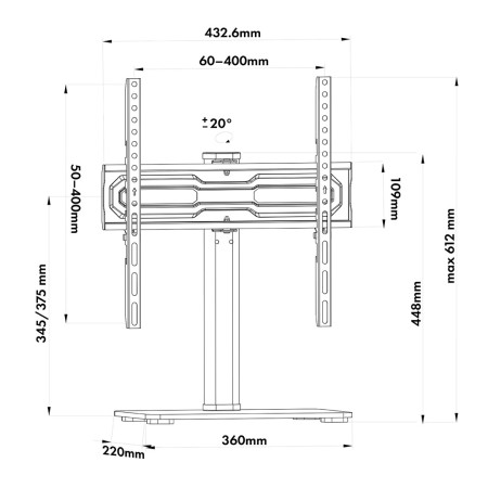 Maclean universalus TV stovas, skirtas TV spintelei, maks. 35 kg