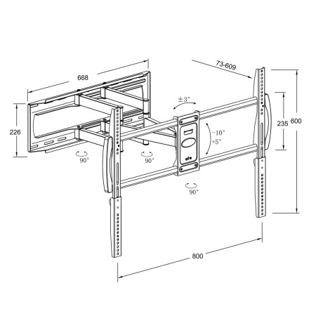 Montis Uchwyt TV „DENALI”, 37"- 105" MT162, 2,67 m (105"), juodas