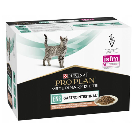 PURINA Pro Plan Veterinary Diets EN St/Ox Gastrointestinal Lašiša - šlapias kačių maistas - 10x85 g