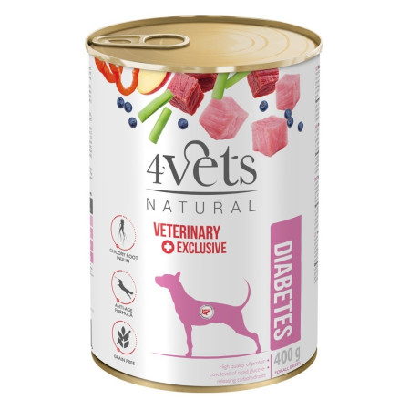 4VETS Natural Diabetes Dog - drėgnas ėdalas šunims - 400 g