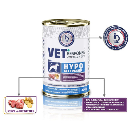 VET RESPONSE Hypoallergenic Pork - drėgnas ėdalas šunims - 400 g
