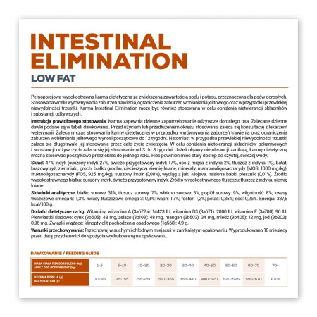 VET EXPERT Veterinary Diet Intestinal Elimination Low Fat Dog - sausas šunų maistas - 2 kg