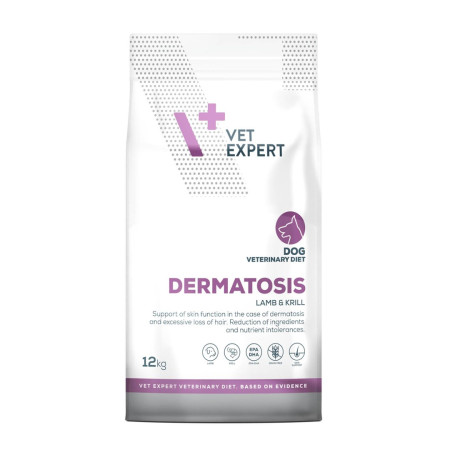 VET EXPERT Veterinary Diet Dermatosis Dog Lamb & Krill - sausas šunų maistas - 12 kg