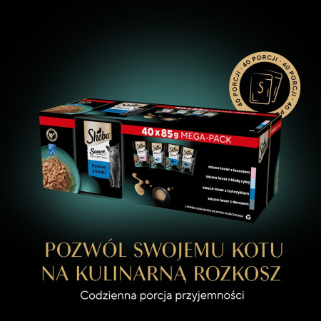 SHEBA Sauce Collection žuvies skonių mišinys padaže - Mokra karma katėms - 40x85g