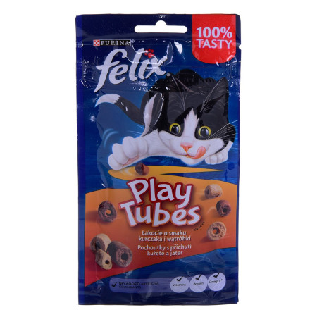 FELIX Play Tubes Vištiena, Kepenys - sausas kačių ėdalas - 50 g