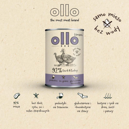 OLLO Umami Antis ir kalakutiena - drėgnas ėdalas šunims - 850g