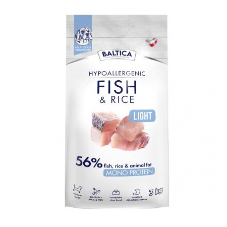 BALTICA Nutraceutic Hipoalerginis Light M Žuvis su ryžiais 3kg