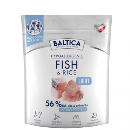 BALTICA NUTRACEUTIC Hipoalerginis Žuvis ir Ryžiai Light M - sausas maistas šunims - 1kg