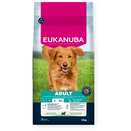 EUKANUBA Suaugusiųjų šunų maistas su ėriena ir ryžiais L XL - 12kg