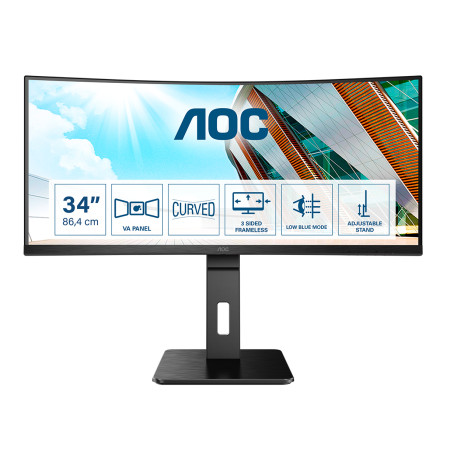 AOC P2 CU34P2A kompiuterio monitorius 86,4 cm (34") 3440 x 1440 pikseliai Quad HD LED