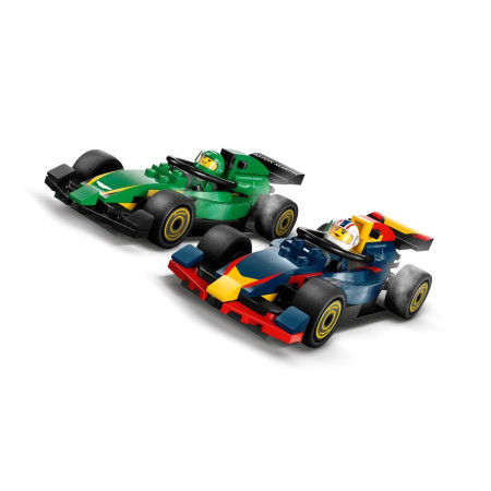 LEGO City 60445 F1 sunkvežimis su RB20 ir AMR24 bolidais